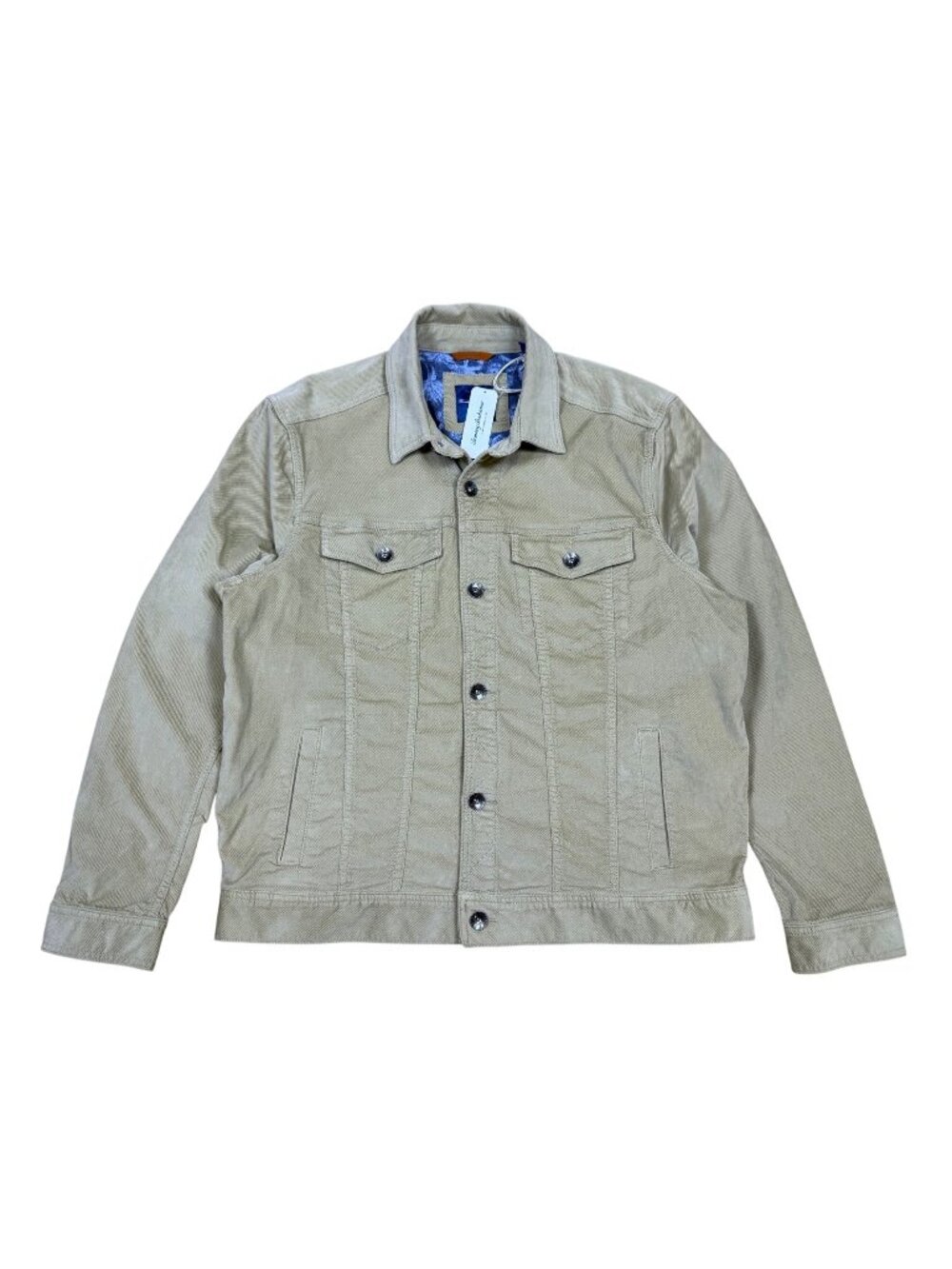 Tommy Bahama Men's Tan Stretch Corduroy Trucker Jacket Large NWT Button Front